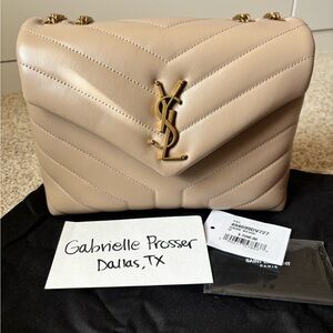 YSL SMALL LOULOU IN DARK BEIGE